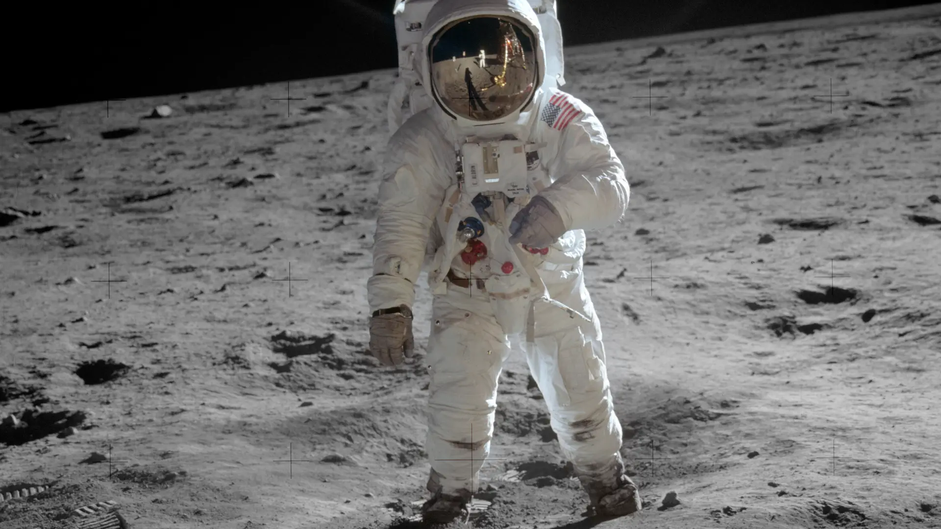 Buzz Aldrin on the surface of the moon