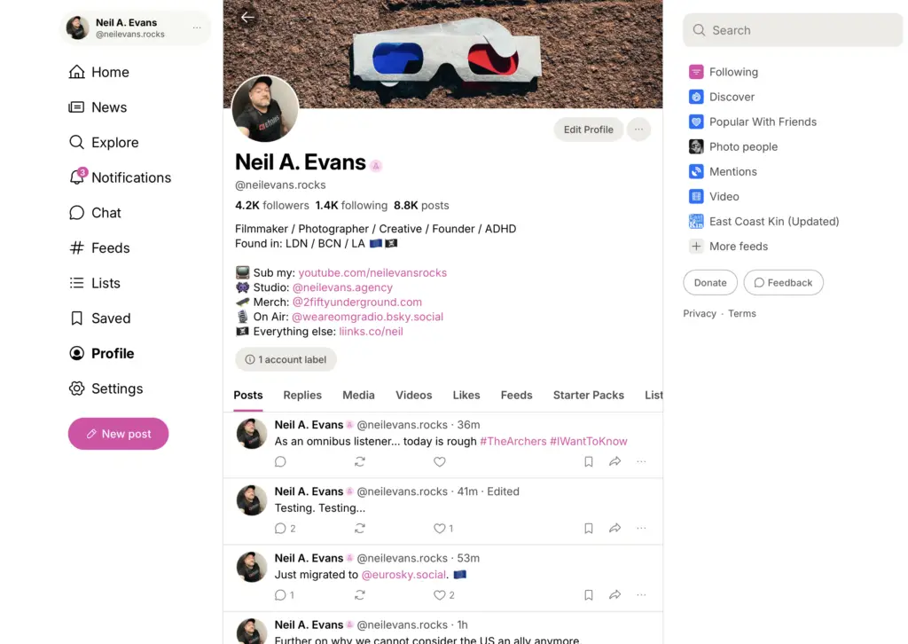 Mu.social profile page